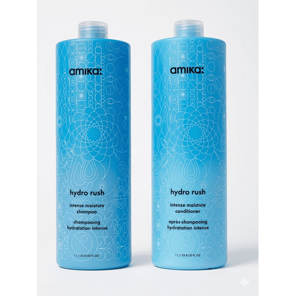 Amika Hydro Rush Intense Moisture Shampoo & Conditioner Combo Set - 33.8 fl. oz