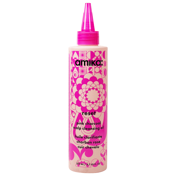 Amika RESET Pink Charcoal Scalp Cleaning Oil 6.7 oz / 200 ml | Pre-Shampoo