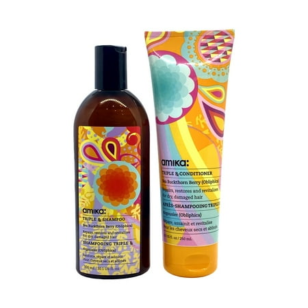 Amika Triple & Shampoo 10.1 oz & Conditioner 8.45 Oz Set