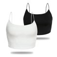 thumbnail image 1 of Amilia Women's Basic Solid Cami Spaghetti Double Layer Crop Tank Top, 1 of 7