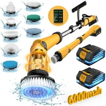 Amiluo Electric Spin Scrubber, 1200 RPM Cordless Bathroom Power Scrubber with Extension Handle, 8 Replaceable Heads & Large Battery, Shower Cleaners Brush for Tub, Tile and Floor