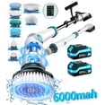 thumbnail image 1 of Amiluo Electric Spin Scrubber, 6000 mAh Ultra-Large Battery, 1200 RPM Power Cordless Cleaning Brush with Extension Handle, 8 Replaceable Heads & Display, Shower Brush for Tub/Floor/Bathroom, A5/Blue, 1 of 10