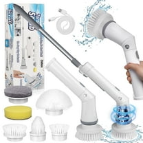 Amiluo Electric Spin Scrubber, Cordless Bathroom Cleaning Brush with Adjustable Handle & 6 Replaceable Heads, Power Scrubber for Tub Tile Floor