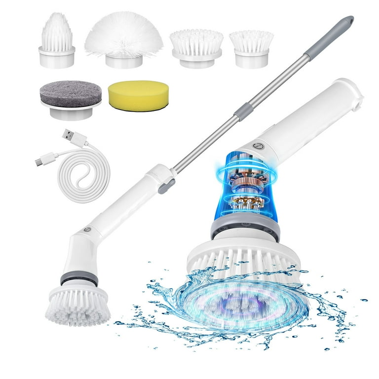 Amiluo Electric Spin Scrubber,Cordless Bathroom Scrubber 2 Spin  Speeds,Power Cleaning Brush for Floor,Tub