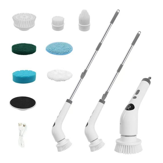 Amiluo Electric Spin Scrubber, 500 RPM Cordless Bathroom Cleaning Brush, Power Scrubber with Extension Handle & 7 Replaceable Heads for Shower Tub Tile Floor