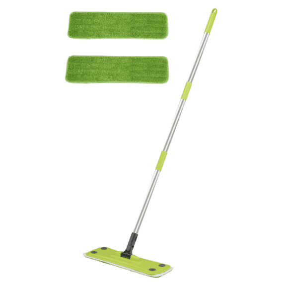 Amiluo Flat Mop, Microfiber Floor Cleaner with 2 Interchangeable Washable Mop Pads for Dry and Wet Surface Cleaning, Yellow-1
