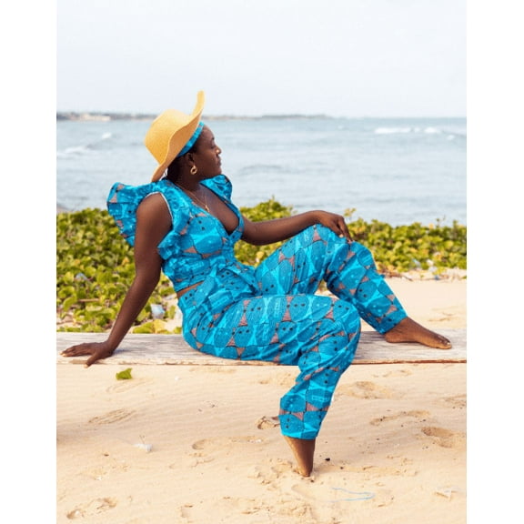 Amina Blue Wide-Leg Pants