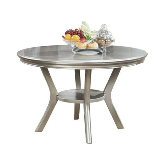 Amina Contemporary Round Dining Table, Champagne