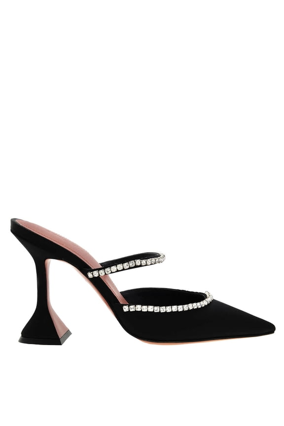 Gilda Satin Black Mules, Brand Size 35 ( US Size 5 )