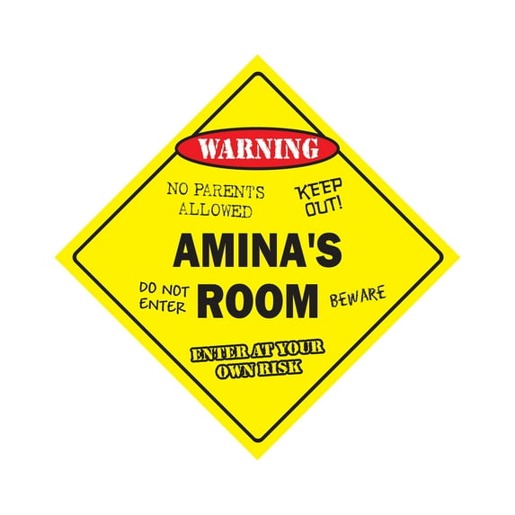 Amina's Room Sign Crossing Zone Xing | Indoor/Outdoor | 20" Tall kids bedroom decor door children's name boy girl