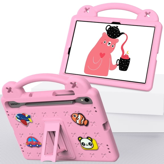 Aminegg Kids Shockproof Heavy Duty Case with Pen Slot Cover for Samsung Tab S8 11" SM-X700 X706 Pink
