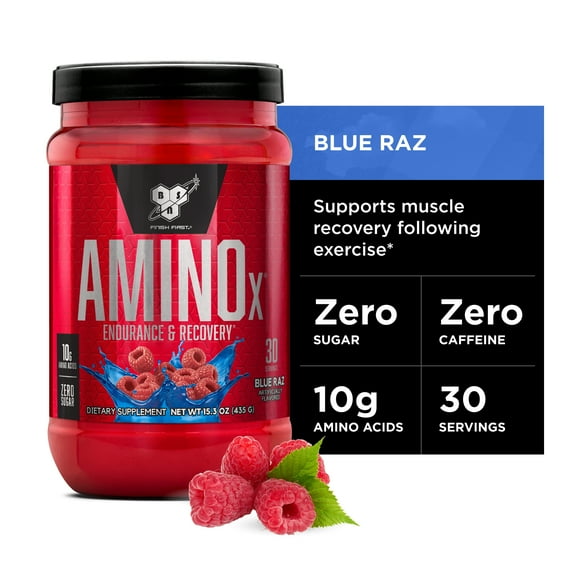 AminoX, Endurance & Recovery, Blue Raz, 15.3 oz (435 g), BSN