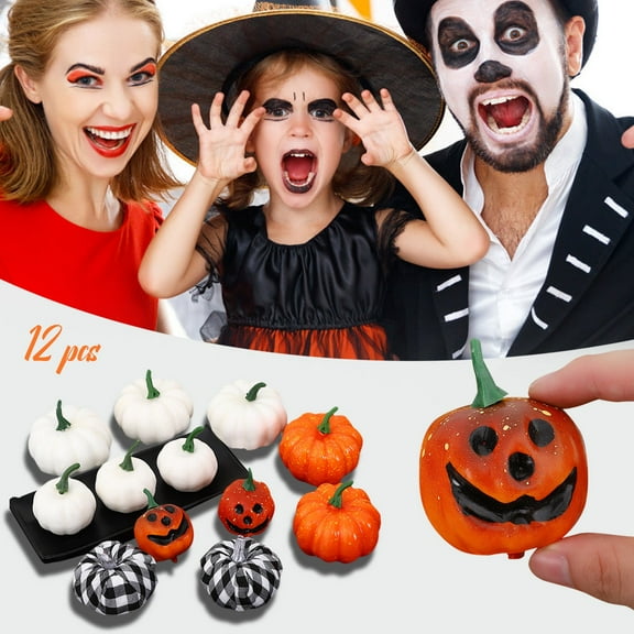 Aminojy 12PCS Faux Foam Pumpkins Set - Realistic Autumn Decor for Halloween & Thanksgiving - Fall Harvest Centerpiece, Table Scatter, Vase Filler for Seasonal Home Decor