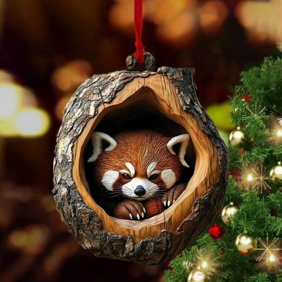 Aminojy 2025 Christmas Ornament - Oval Squirrel in Nest Keepsake, Woodland Theme Holiday Decor for Tree/Wreath, Gift Box Included Handcrafted Squirrel Ornament