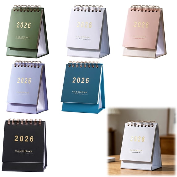 Aminojy 2026 Desk Calendar, Spiral Bound Desktop Calendar with Standing Design for Office Home Planning, Monthly Schedule Organizer and Workspace Decoration
