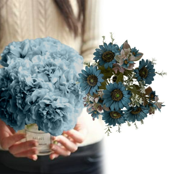 Aminojy All-Weather Artificial Sunflower Bouquet - Silk UV Resistant Fake Flowers for Outdoor/Indoor Decor, Wedding Centerpieces, and Patio Party Arrangements & Boho Wedding Backdrops (Mixed Size)