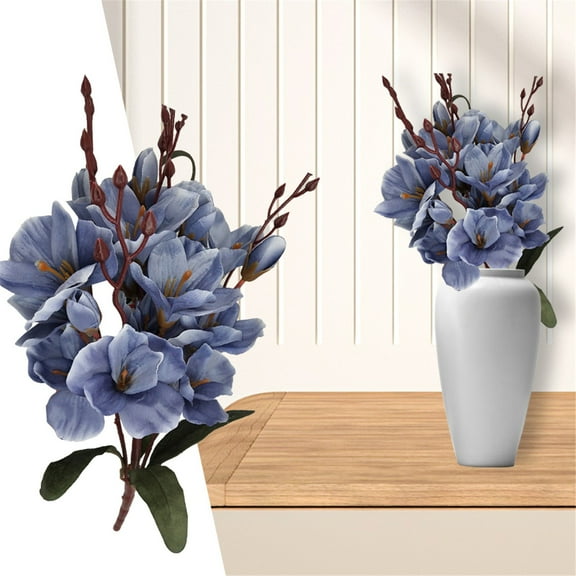 Aminojy Artificial Magnolia Bouquet - Real Touch Silk Flowers for Wedding Arch, Christmas & Home Decor (PE Material, Fade-Proof) Lifelike Fake Magnolia Flowers