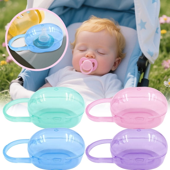 Aminojy Baby Pacifier Case Portable Silicone Pacifier Holder with Handle, Protective Travel Storage Container for Infant Soothers, Baby Shower Gift Accessory for Stroller Diaper Bag and Outings
