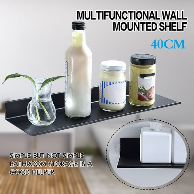 Aminojy Black Floating Shelves Wall Mounted - Rustproof Aluminum Bathroom Shelf 60CM Space ...
