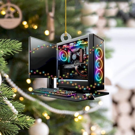 Aminojy Christmas Ornaments 2024 Custom Gaming Computer Christmas Ornament Christmas Tree Decor Custom Computer Ornament Loved Gaming Computer Ornament Ornament Gift