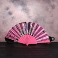thumbnail image 1 of Aminojy Clearance Hand Fan Foldable Best Chinese Style Dance Wedding Party Lace Silk Folding Hand Held Flower Fan, 1 of 2