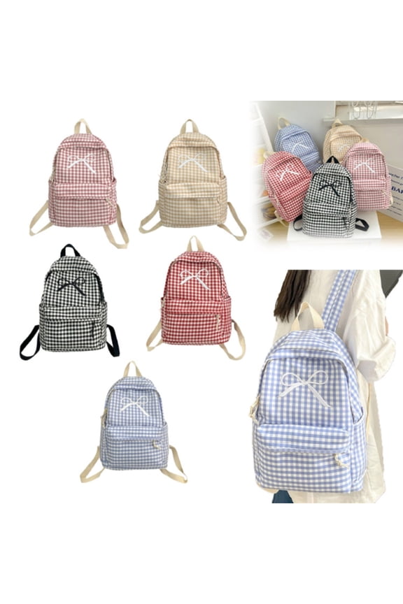 Coquette Backpack, Womens Small Cute Trendy Plaid Preppy Backpack Y2K Aesthetic Kawaii Bow Checkered Daypack Coquette Laptop Bag Walmart Outlet