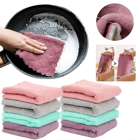 Aminojy Dish Towels for Drying Dishes Bamboo Charcoal Antibacterial Microfiber Cloths Kitchen Cleaning Can Absorb Oil Kitchen Supplies Clearance Sale