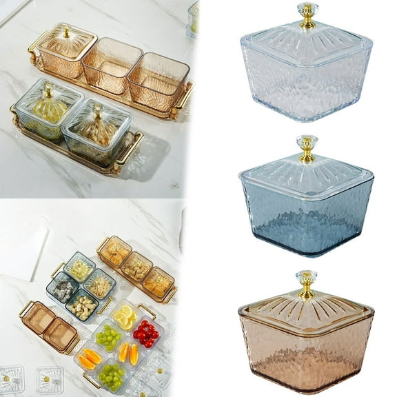 Aminojy Dry Fruit Tray with Lid, Divided Snacks Dish, Serving Appetizer Plate, Party Nuts Plate, Food Storage Box Containers Snacks Dried Fruit Good Helper Clearance Sales