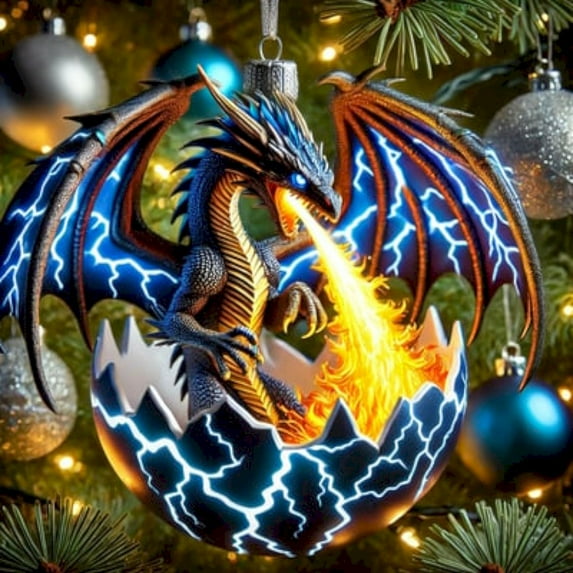 Aminojy Fantasy Dragon Christmas Ornaments - Vintage Dragon Egg Christmas Decorations - Perfect Gift for Fantasy Lovers & Collectors for D&D Fans
