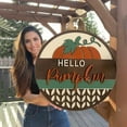 thumbnail image 1 of Aminojy Front Door Welcome Sign Hanging Thanksgiving Fall Welcome Sign 12 Inches Rustic Pumpkins Front Door Decor with Handmade Bow Knot Round Wood Hanging Welcome Sign Porch Decorations, 1 of 9