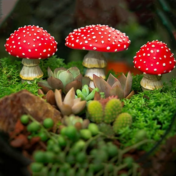 Aminojy Glow in The Dark Mushroom Decor Set, Luminous Red Mushroom Ornaments - 3 Sizes Solar Powered Garden Statues for Pathway/Lawn | Waterproof Outdoor Decor for Halloween & Christmas