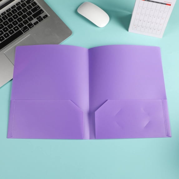 Aminojy Heavy Duty Plastic Folders with Pockets - 2-Pocket Letter Size Poly Portfolio for School, Office & Home Organization, Waterproof File Folders in Assorted Colors