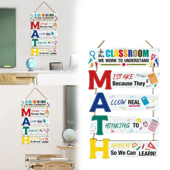 Aminojy Inspirational Wooden Wall Sign - 19" Motivational Classroom Decor with Hanging Rope, Music Education & Welcome Sign for Home Office Decor