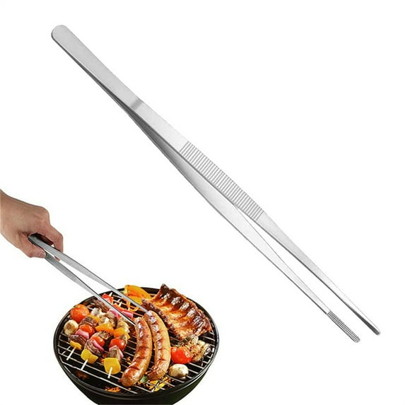 Aminojy Long Tweezers- With Precision Serrated Kitchen Tweezers Tongs, Metal Fine Tweezers Tongs For Chef, Serving Food, Grill, Culinary, Pasta, Chef'S Kitchen Tweezer Tongs - Ultra Non-Slip Grip