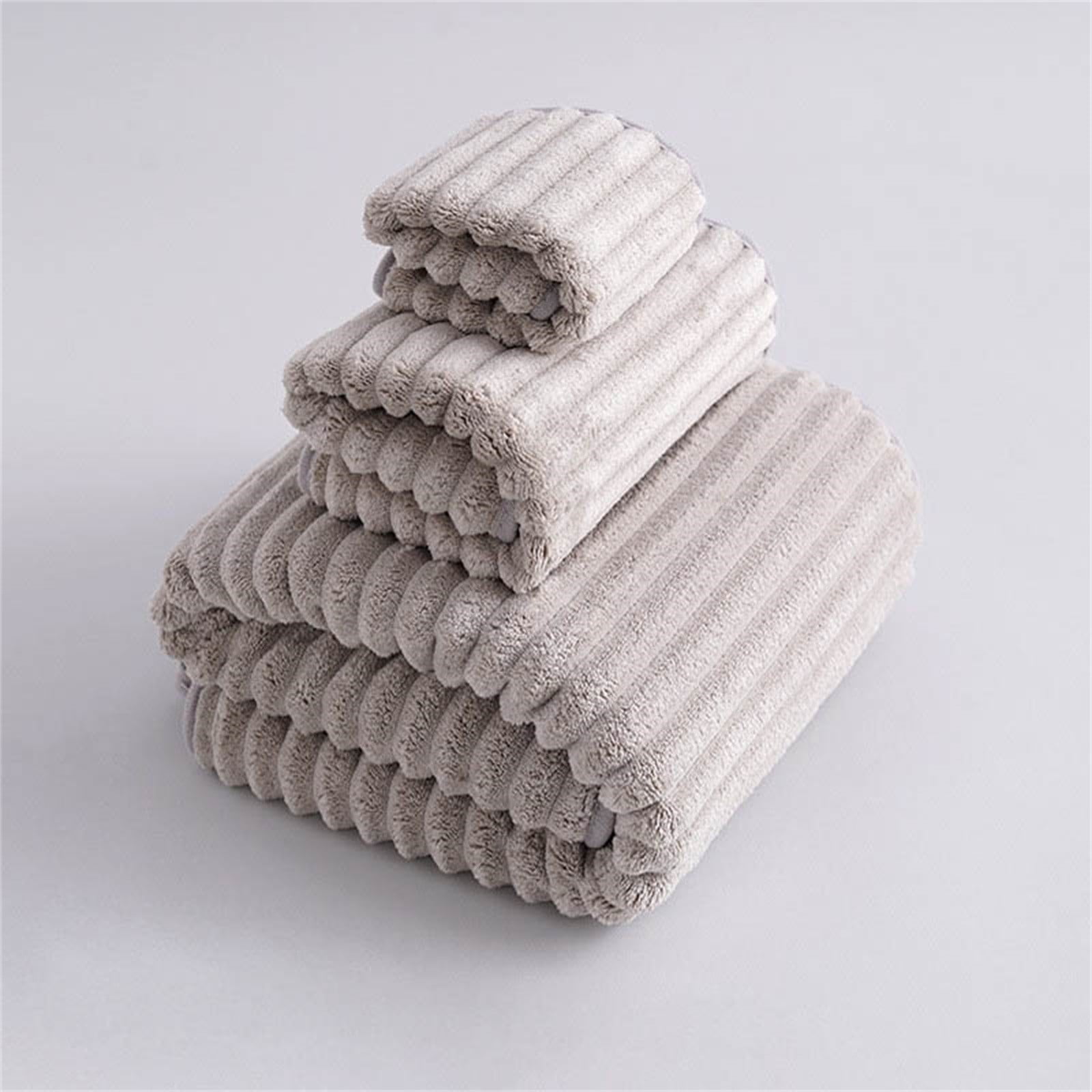 Aminojy Luxury Solid Color Cotton Ribbed Bath Towel - Ultra Absorbent ...
