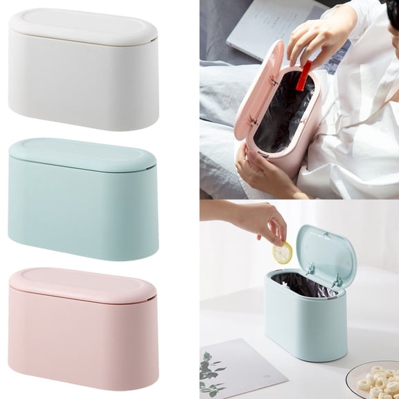 Aminojy Mini Trash Can with Lid, Removable Small Garbage Can, Little Tiny Waste Basket Compact Covered Closable Trash Bin,Counter Garbage Lint Bin for Bathroom,Office,Kitchen,Desk,Coffee Table