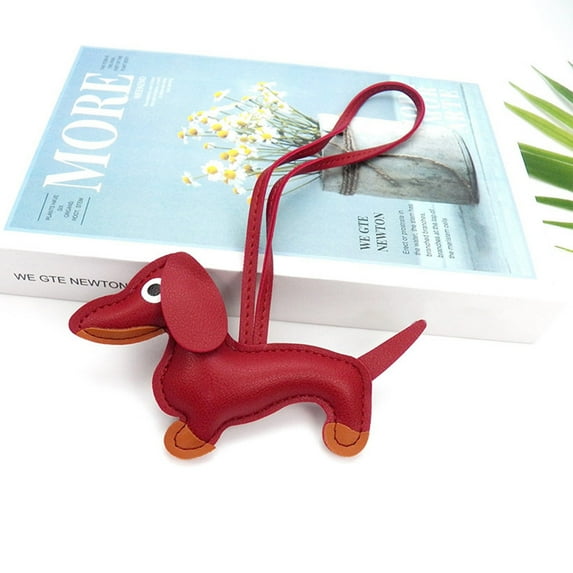 Aminojy PU Dachshund Bag Charm - Cute Cartoon Dog Handbag Accessory with Keychain, Animal Shape Purse Decor for Mom Daughter Best Friend, Car Home Decor Colorful Animal Bag Charm (4.7 Inch)