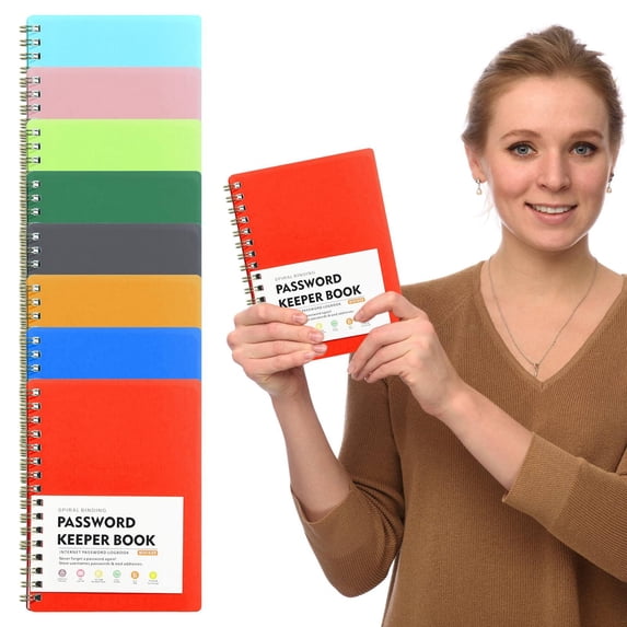 Aminojy Password Book With Alphabetical Tabs, Small Notebook With Tabs, Spiral Password Keeper, Internet Address And Password Organizer, Password Logbook For Home Office Clearance