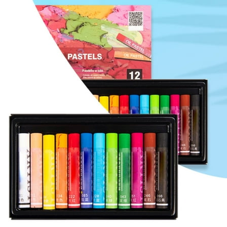 Aminojy Soft Oil Pastels - 12 Vibrant Colors Artist Drawing Set for Beginners & Adults, Non-Toxic Art Supplies for Canvas, Paper & Wood