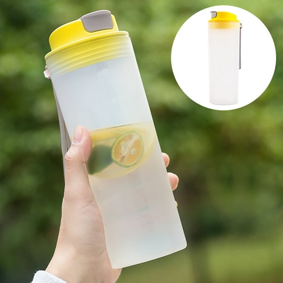 Aminojy Sports Water Bottle 500Ml Single-Layer Plastic Cup Protein Powder Shake Cup Milkshake Cup Sports Fitness Water Cup Yellow