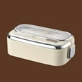 thumbnail image 1 of Aminojy Stainless Steel Bento Box for Adults - 1.3L Double Layer Leakproof Lunch Container with Cutlery Set & Hidden Handle, Microwave/Dishwasher Safe Food Storage, 1 of 9