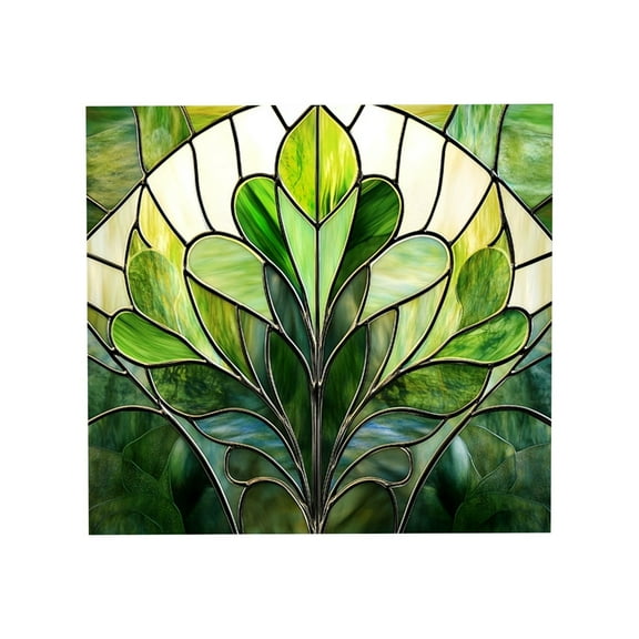 Aminojy Tiffany Style Stained Glass Window Film - Static Cling Decorative Film with UV Blocking for Home & Office (Floral Blue Design)