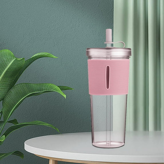 Aminojy Tumbler with Lid and Straw Acrylic Travel Tumbler with Lid and Premium Insulated Double Wall Plastic Reusable Cups Clear/ High Temperature Resistance