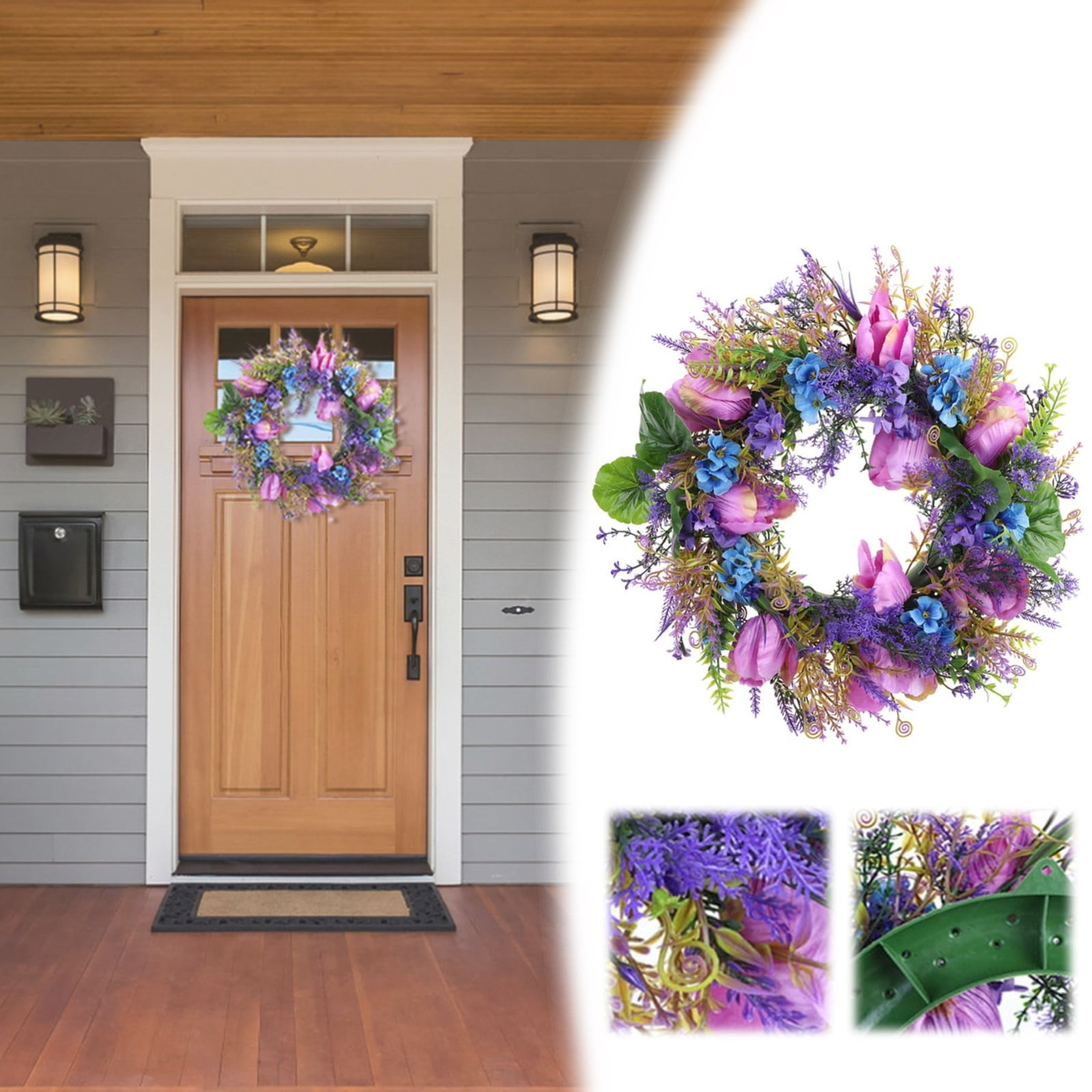 Aminojy Welcome Sign for Front Door Spring Wreaths for Front Door