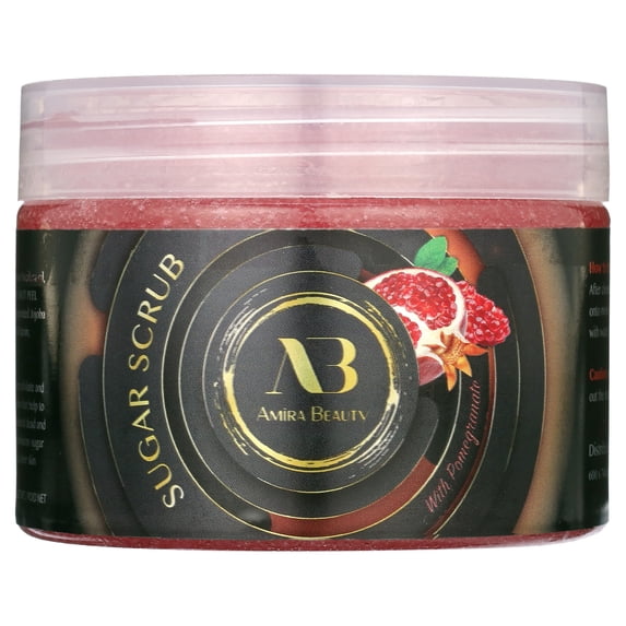 Amira Beauty Pomegranate Sugar Body Scrub - Exfoliating - Reduces Cellulite, Stretch Marks 14oz