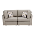thumbnail image 1 of Amira Beige Fabric Loveseat Couch with Pillows, 1 of 5