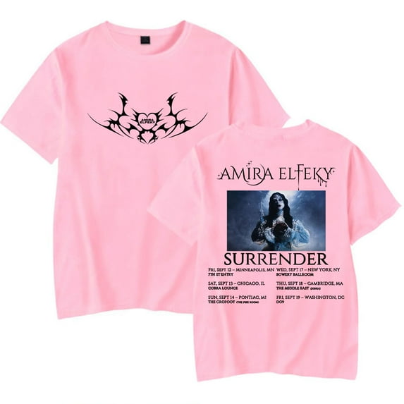 Amira Elfeky Surrender North America Tour T-Shirts Merch Unisex Fashion Short Sleeve Tees Crew Neck Tops