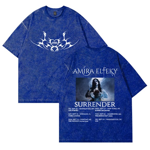 Amira Elfeky Surrender North America Tour T-shirts Merch Unisex Vintage Cotton Wash Tees Short Sleeve O-neck Tops