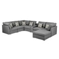 thumbnail image 1 of Contemporary Home Living Set of 8 Gray Fabric Reversible Modular Sectional Sofa with USB Console and, 1 of 5