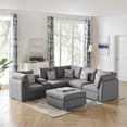 thumbnail image 1 of Amira Gray Fabric Reversible Sectional Sofa with USB Console and Ottoman, 1 of 5